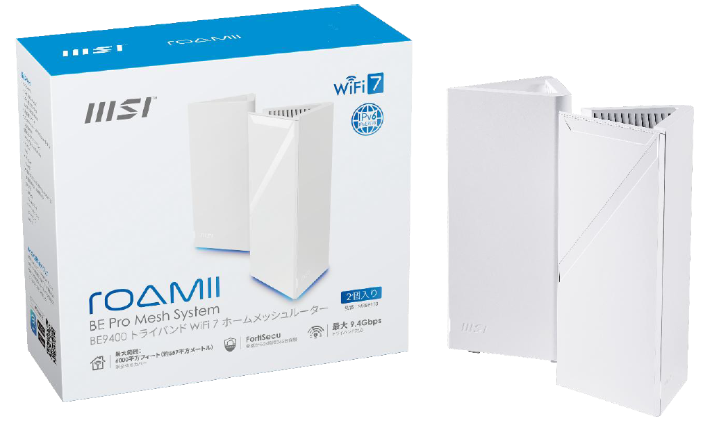 MSI、Wi-Fi 7対応メッシュルーター「Roamii BE」シリーズを発売｜トライバンド対応の「Roamii BE Pro」