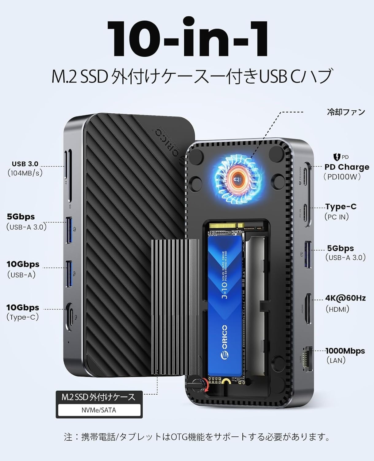ORICO、最大8TB拡張に対応した10-in-1ドッキングステーションを発表|主要なスペックとポート構成