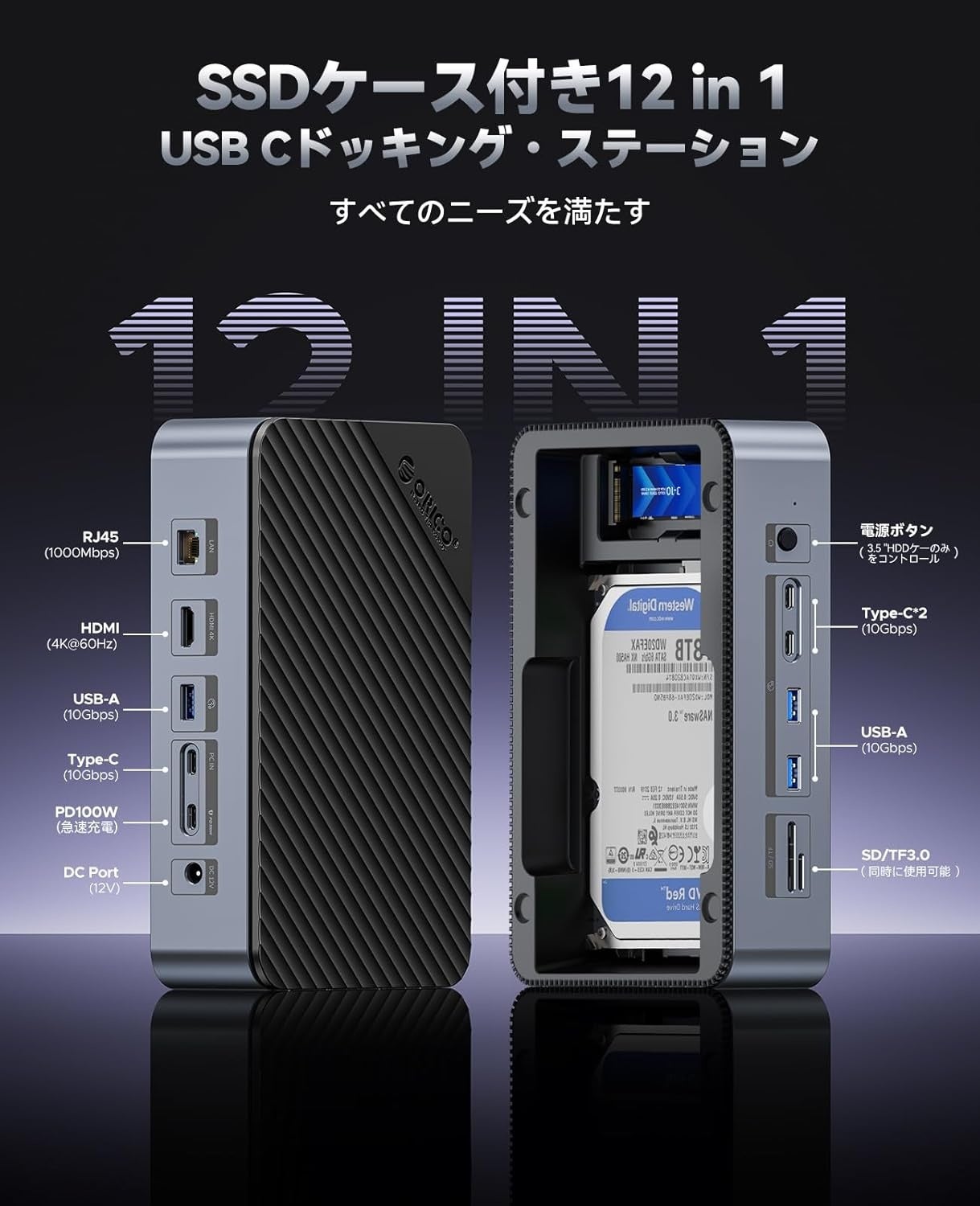ORICO、最大26TB対応の12-in-1 USB-Cドッキングステーションを発表 - 画像2