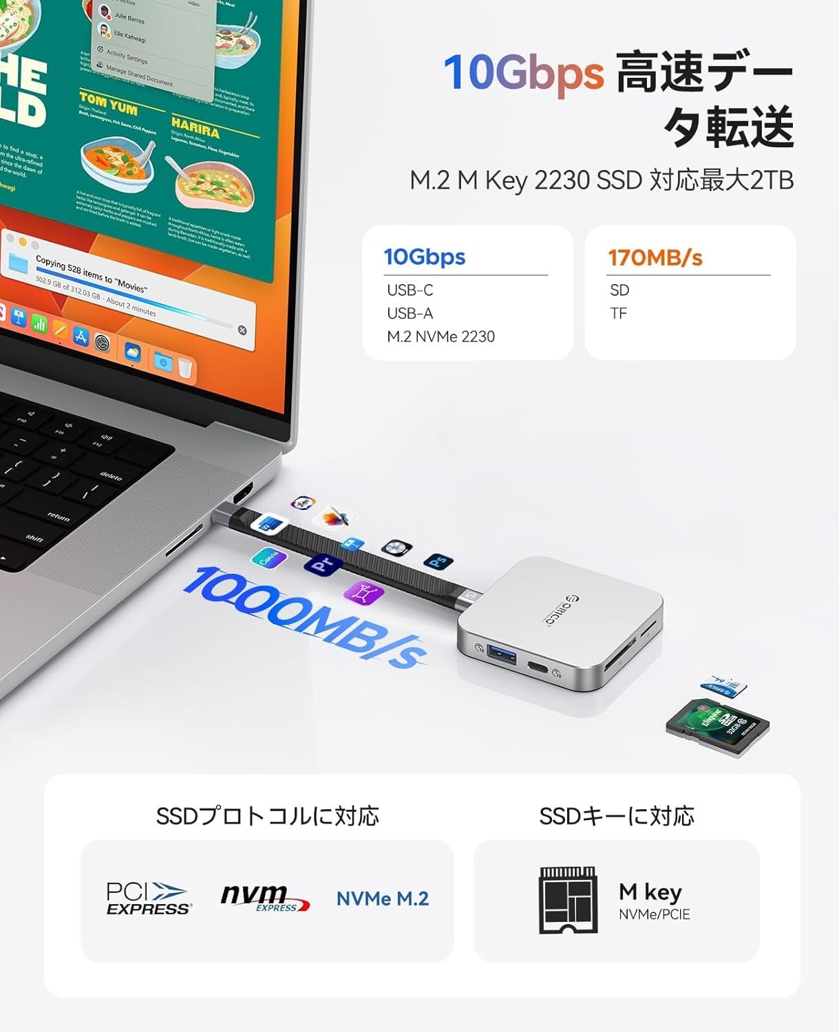 ORICO、M.2 SSD内蔵の8-in-1 MagSafeドッキングステーションを発表 - 画像1