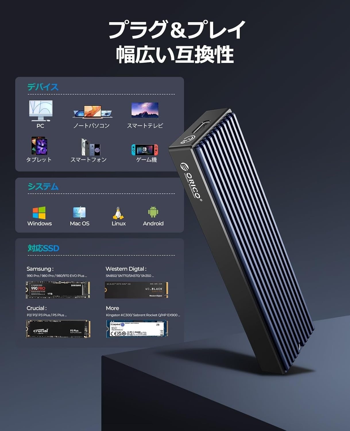 ORICO、NVMe・SATA両対応のM.2 SSD外付けケースを発売 - 画像5