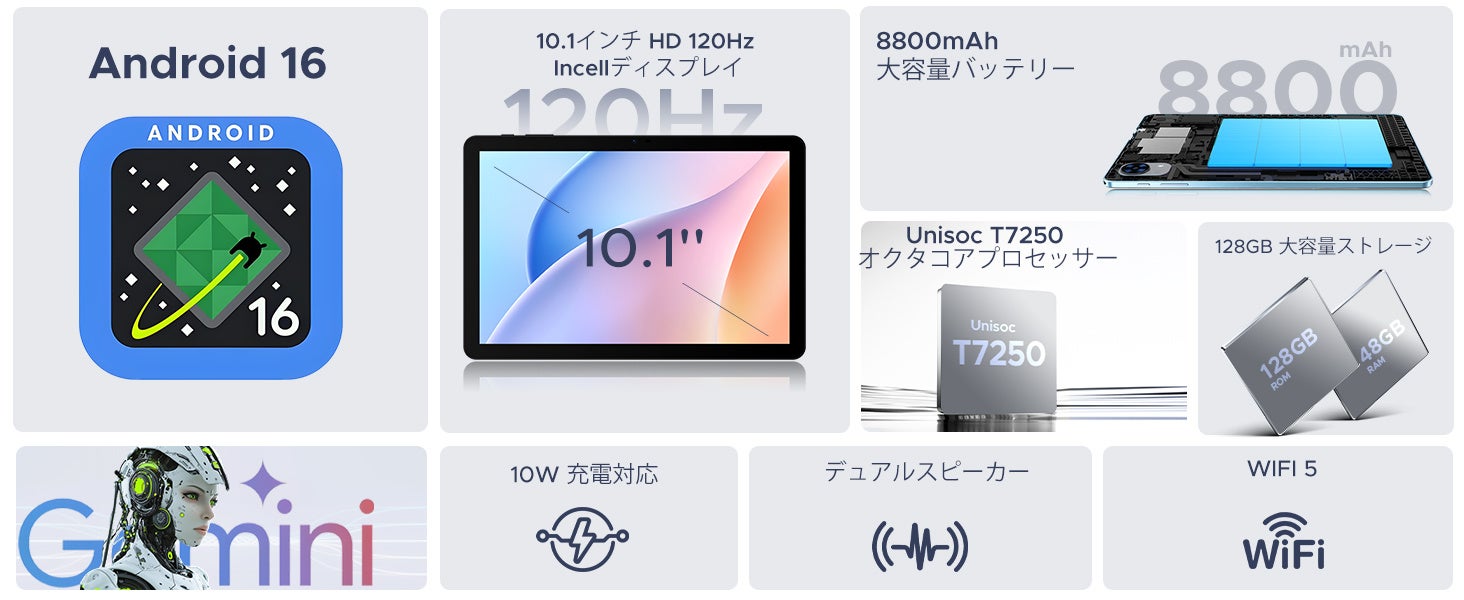 POCKAM、Android 16とGemini AI対応の10.1型タブレットをセール販売｜基本スペックと快適なストレージ環境