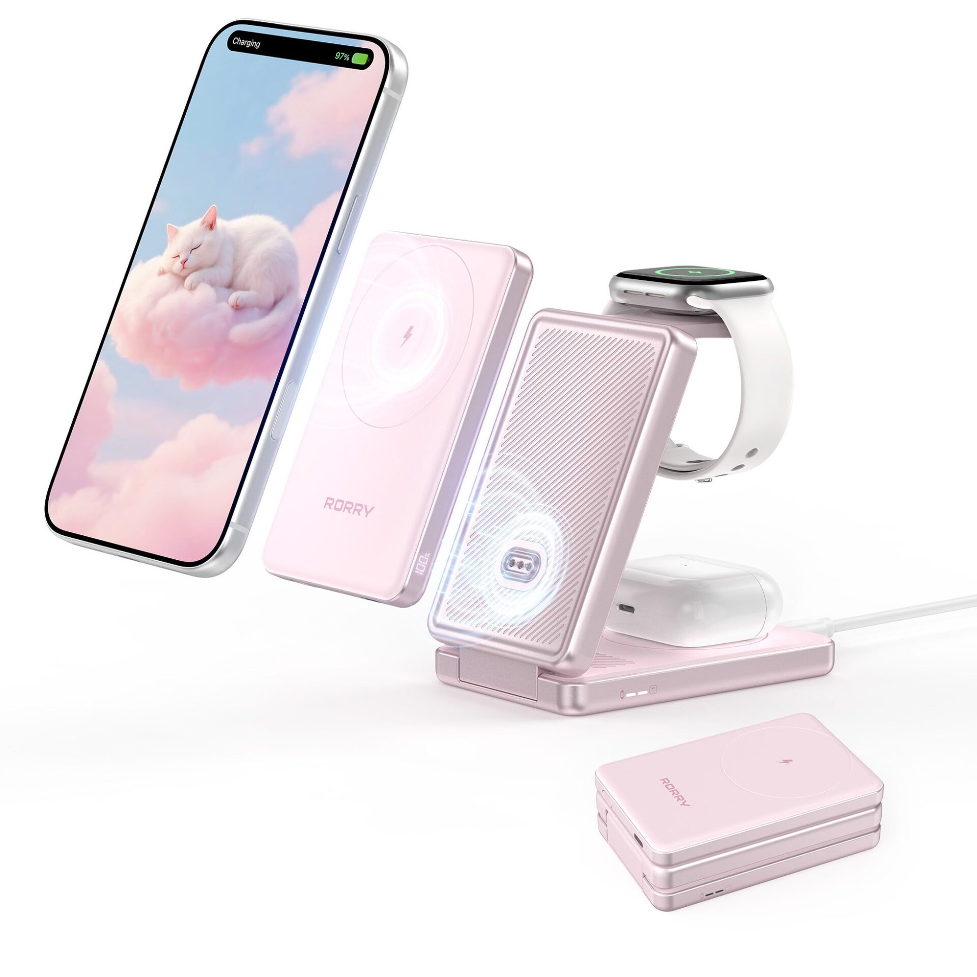 RORRY、4in1充電ステーション「AuraDock」に新色ピンクが登場｜新色ピンクが加わり全3色のラインナップに