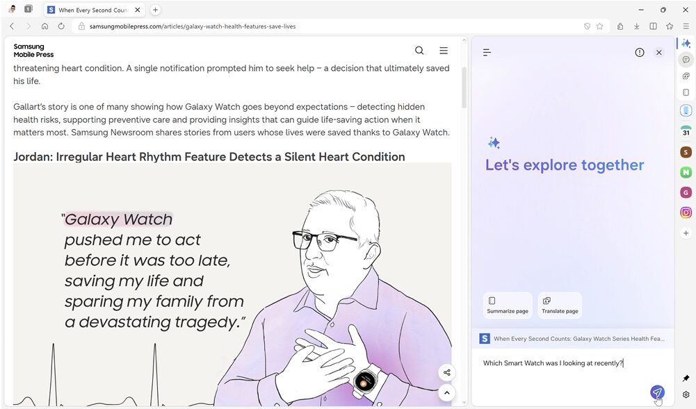 サムスン、Windows版Samsungブラウザでエージェント型AIを拡大 - 画像5