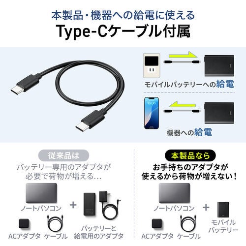 サンワダイレクト、AC65W出力対応の薄型モバイルバッテリーを発売 - 画像12
