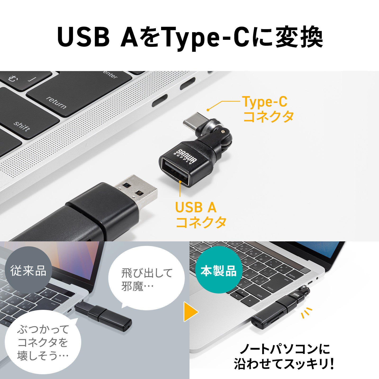 サンワサプライ、コネクタが540度回転するUSB-C変換アダプタを発売 - 画像9