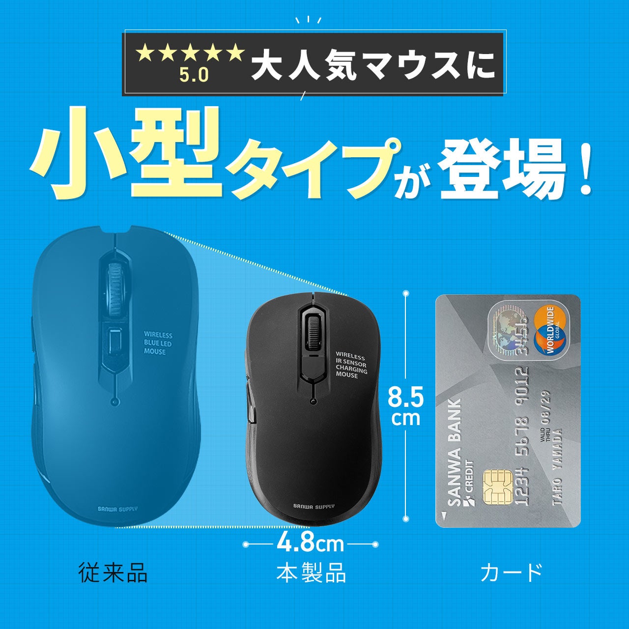サンワダイレクト、カードサイズの小型モバイルマウス4シリーズを発売|接続方式で選べる4つのラインナップ