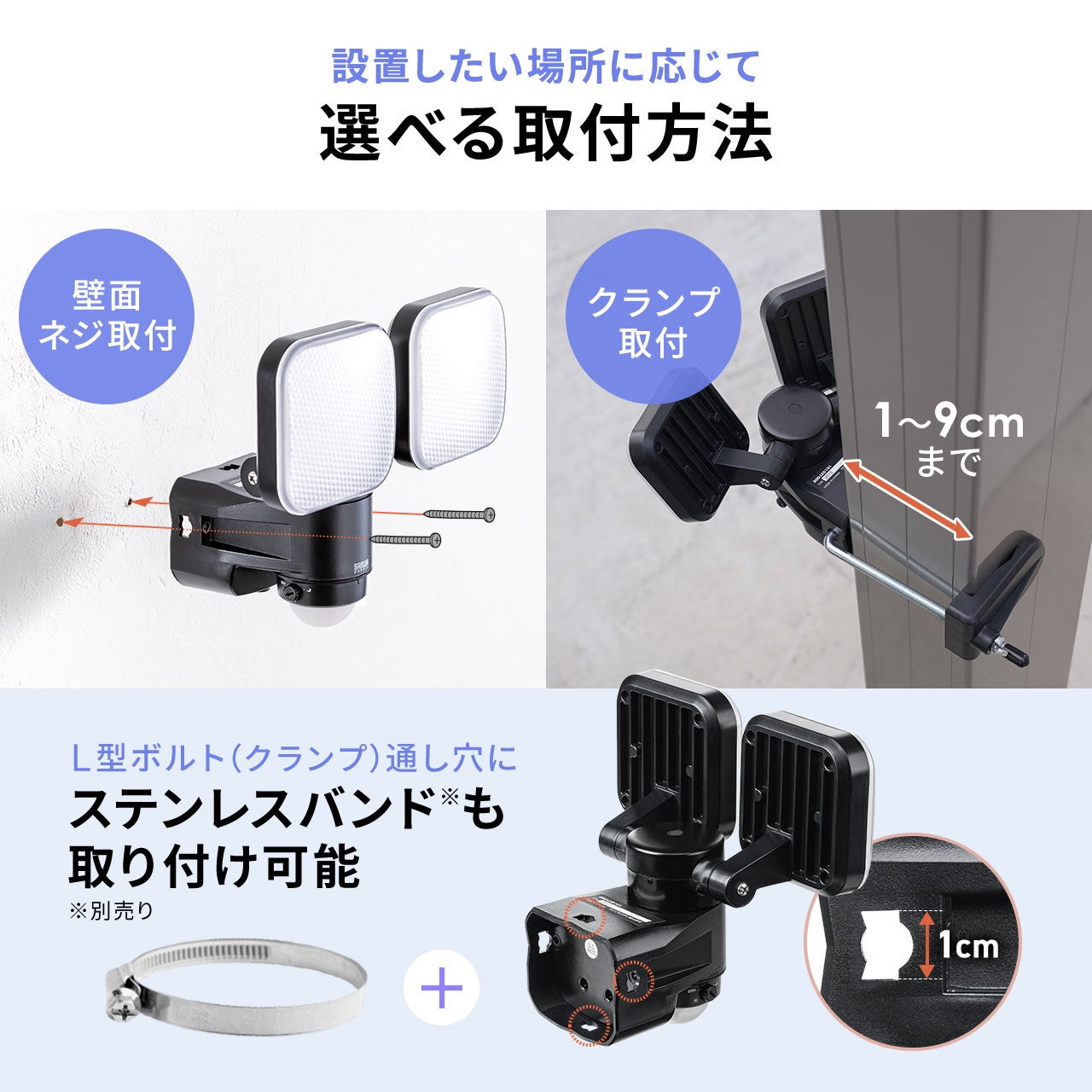 サンワダイレクト、ソーラー充電式LEDセンサーライトを発売 - 画像11