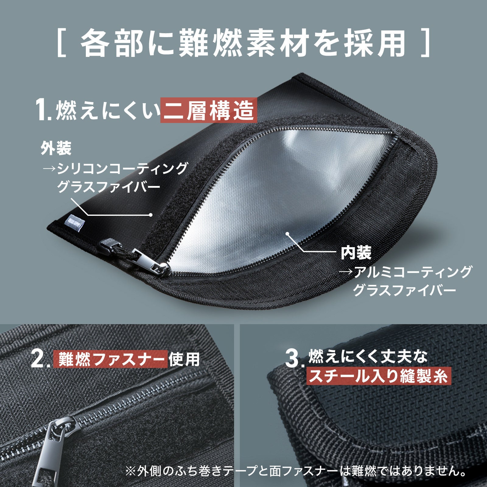 サンワサプライ、難燃素材を採用したモバイルバッテリー用ポーチを発売 - 画像3