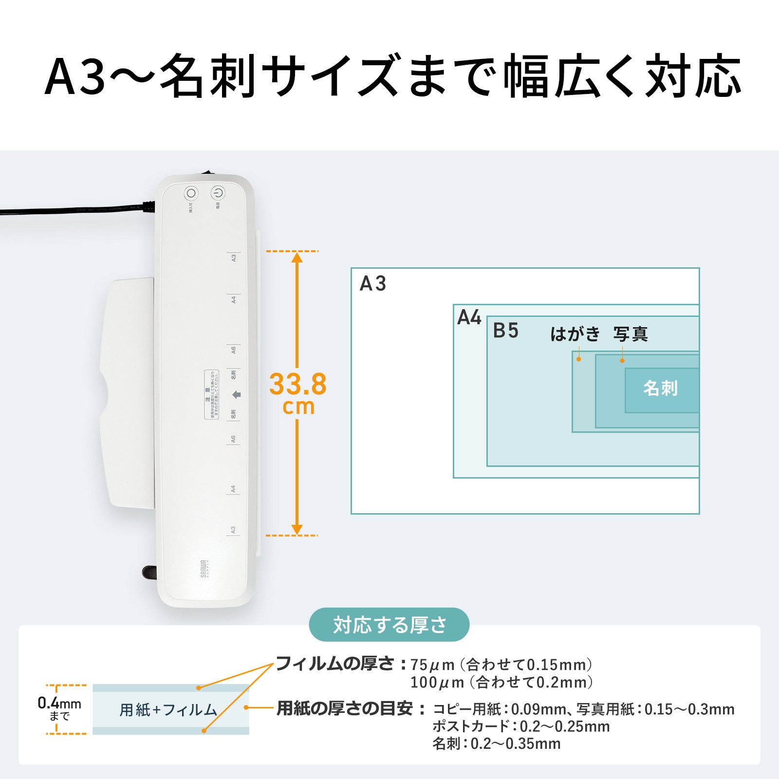 サンワサプライ、60~90秒で高速起動する2本ローラーラミネーターを発売 - 画像7
