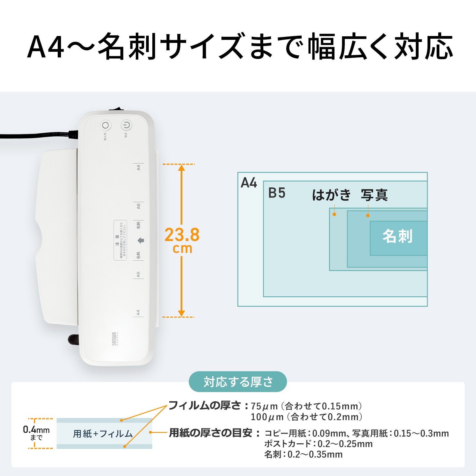 サンワサプライ、60~90秒で高速起動する2本ローラーラミネーターを発売 - 画像8