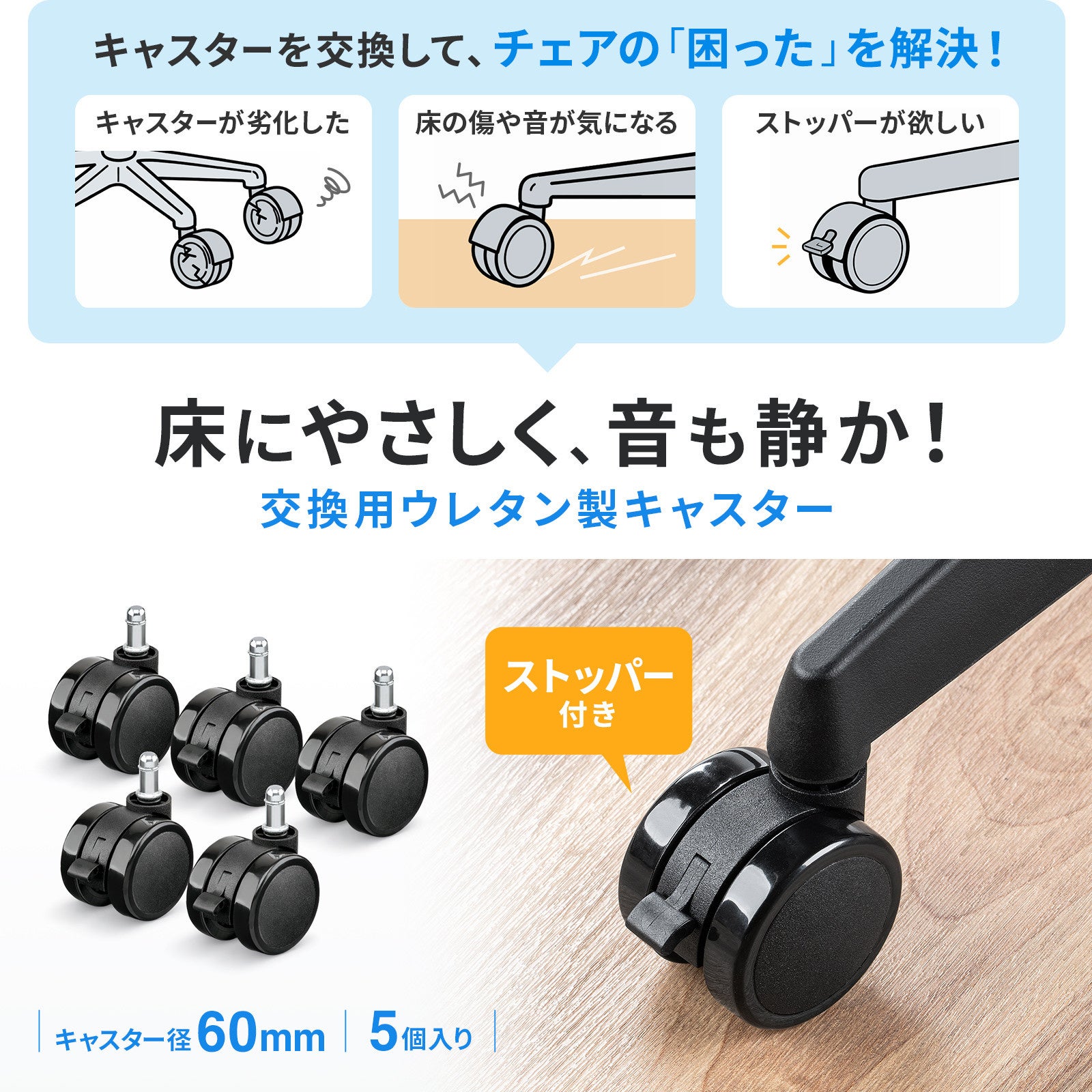 サンワサプライ、床を傷つけにくいウレタン製キャスターを発売 - 画像4