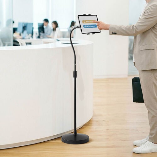 サンワダイレクト、高さ190cmまで調節可能な床置きタブレットスタンドを発売 - 画像2