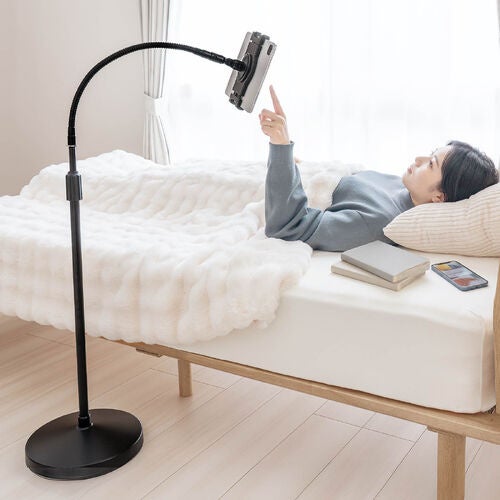 サンワダイレクト、高さ190cmまで調節可能な床置きタブレットスタンドを発売 - 画像3