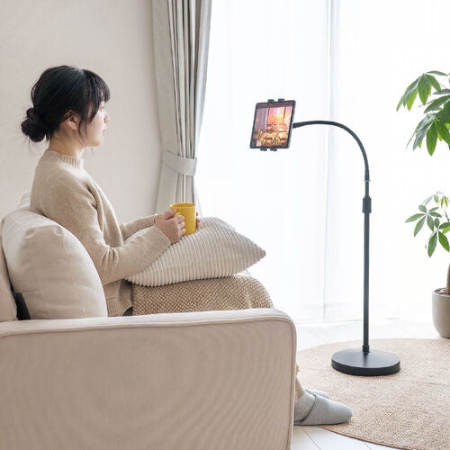 サンワダイレクト、高さ190cmまで調節可能な床置きタブレットスタンドを発売 - 画像6