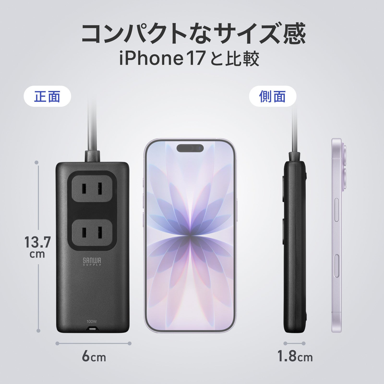 サンワサプライ、PD100W対応の超スリムなGaN電源タップを発売 - 画像6