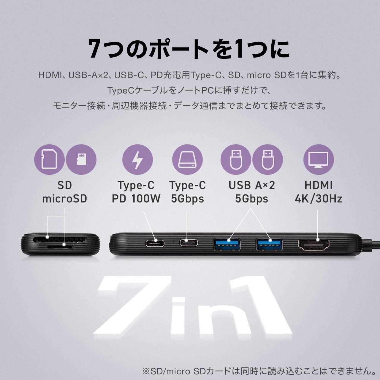 サンワダイレクト、PD100W充電対応の軽量7in1 USB-Cハブを発売 - 画像4