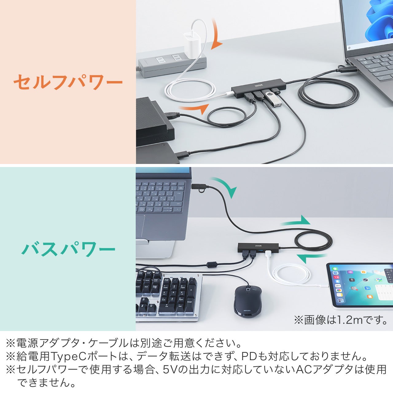 サンワダイレスト、セルフ/バスパワー両対応の5ポートUSBハブを発売 - 画像5
