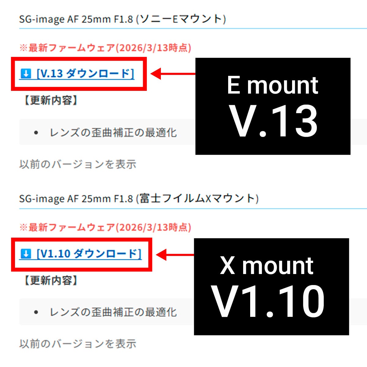 E&Iクリエイション、SG-image AF 25mm F1.8の最新ファームウェアを公開 - 画像3