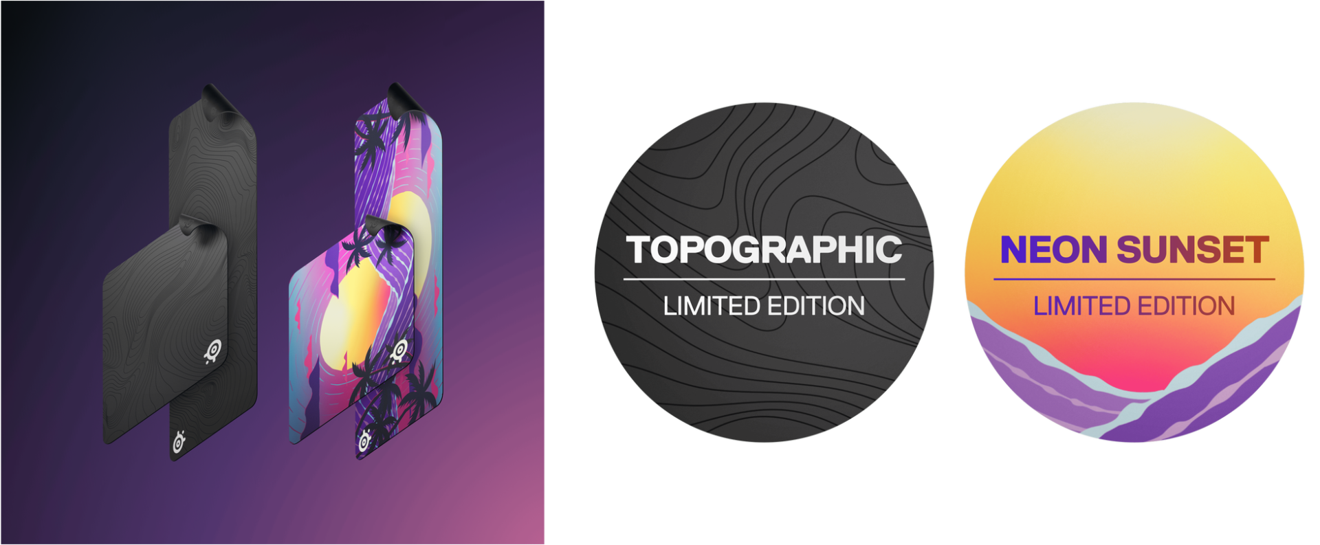 SteelSeries、マウスパッド「QcK」に新デザイン「Topographic」と「Neon Sunset」を追加 - 画像1
