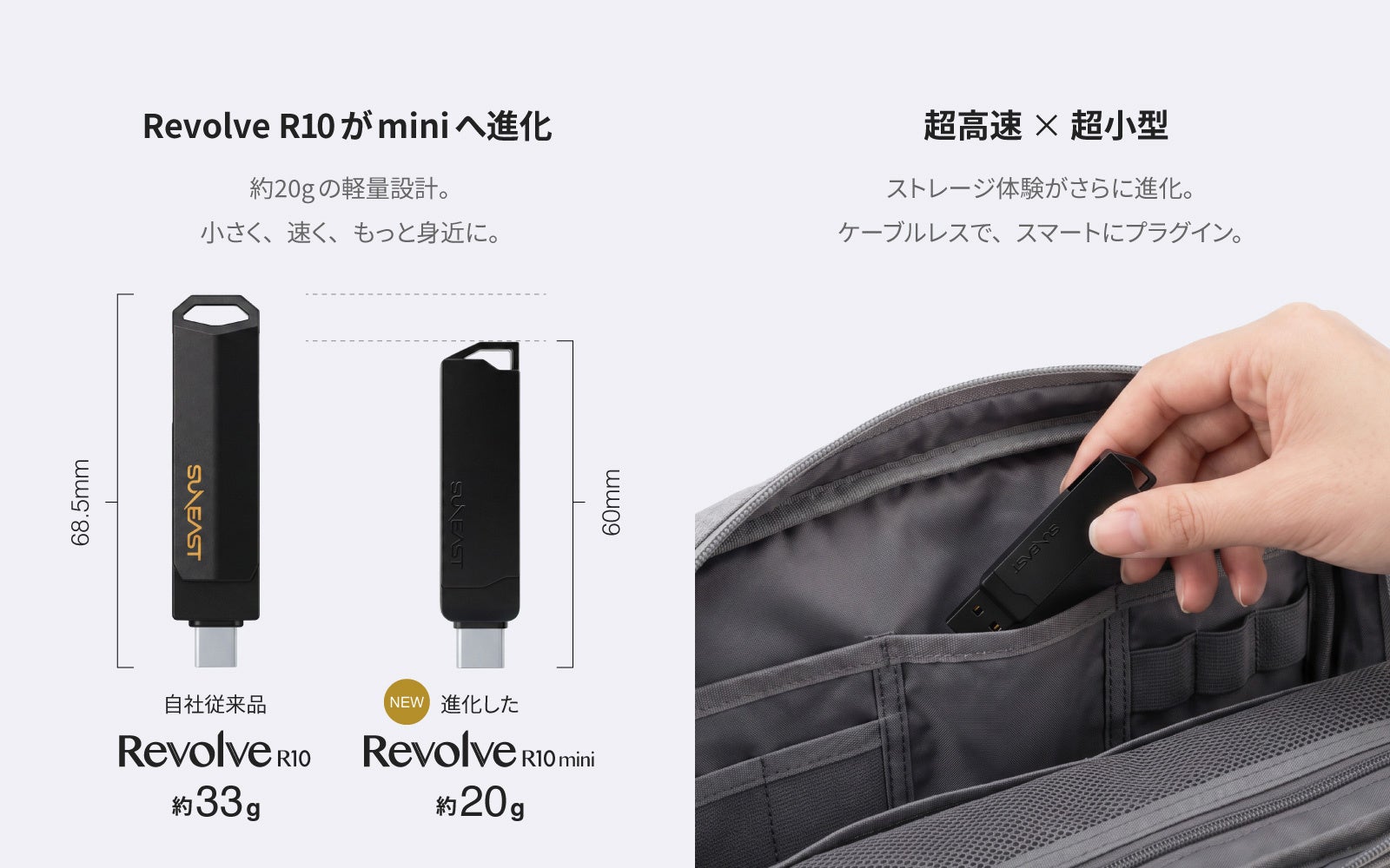 SUNEAST、重量約20gのポータブルSSD「Revolve R10 mini」を発売 - 画像3