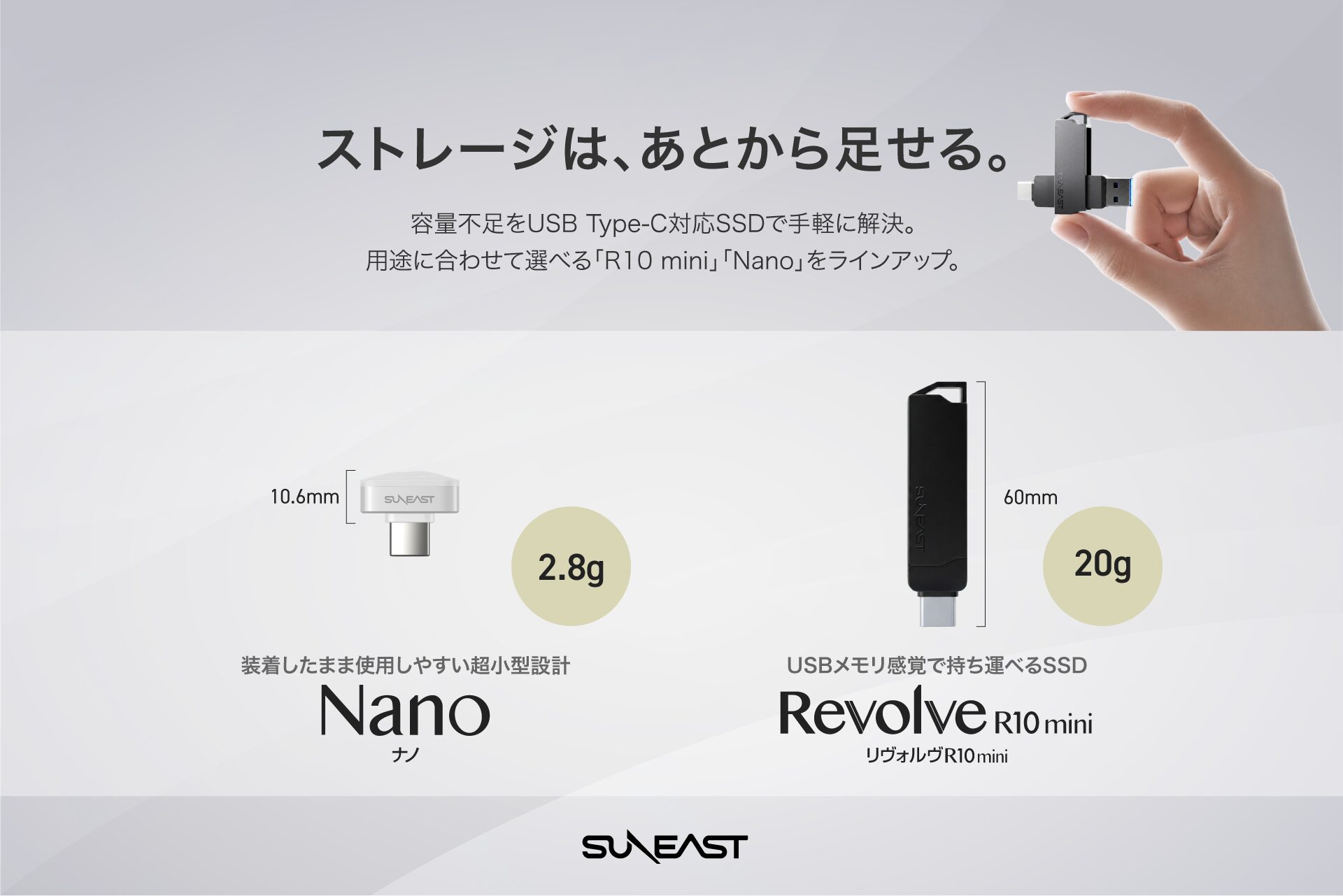 SUNEAST、用途で選べるポータブルSSD「R10 mini」と「Nano」を提案 - 画像1
