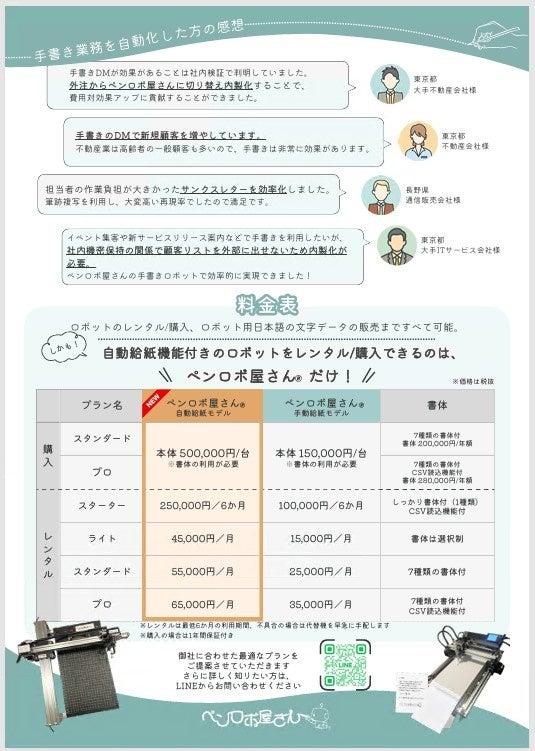 takamari、手書きロボット「ペンロボ屋さん」に自動給紙モデルを新発売|新製品発表会および導入相談会の開催