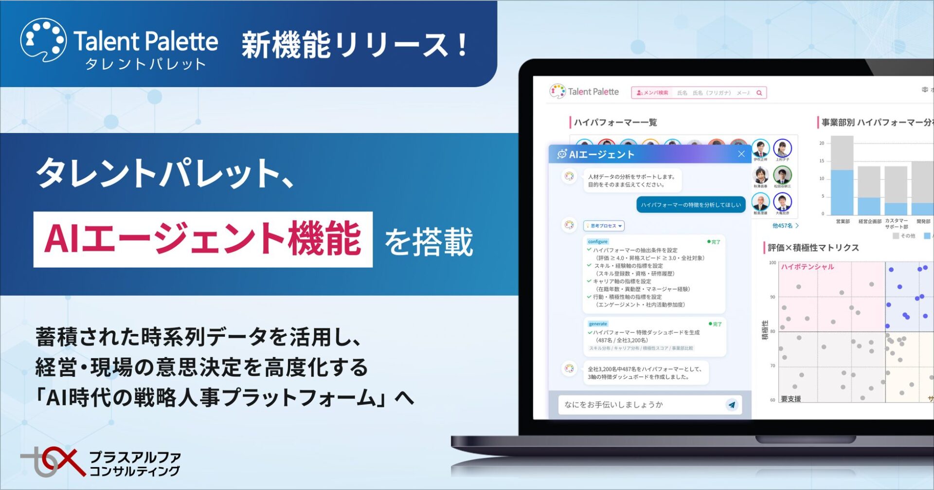 タレントパレット、AIエージェント機能を搭載しデータ分析を自動化 - 画像1