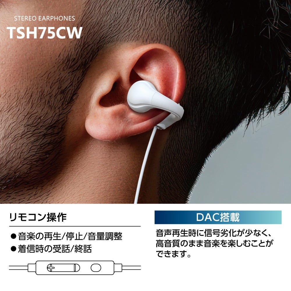 多摩電子工業、耳を塞がないオープンイヤー型有線イヤホン「TSH75CW」を発売 - 画像3