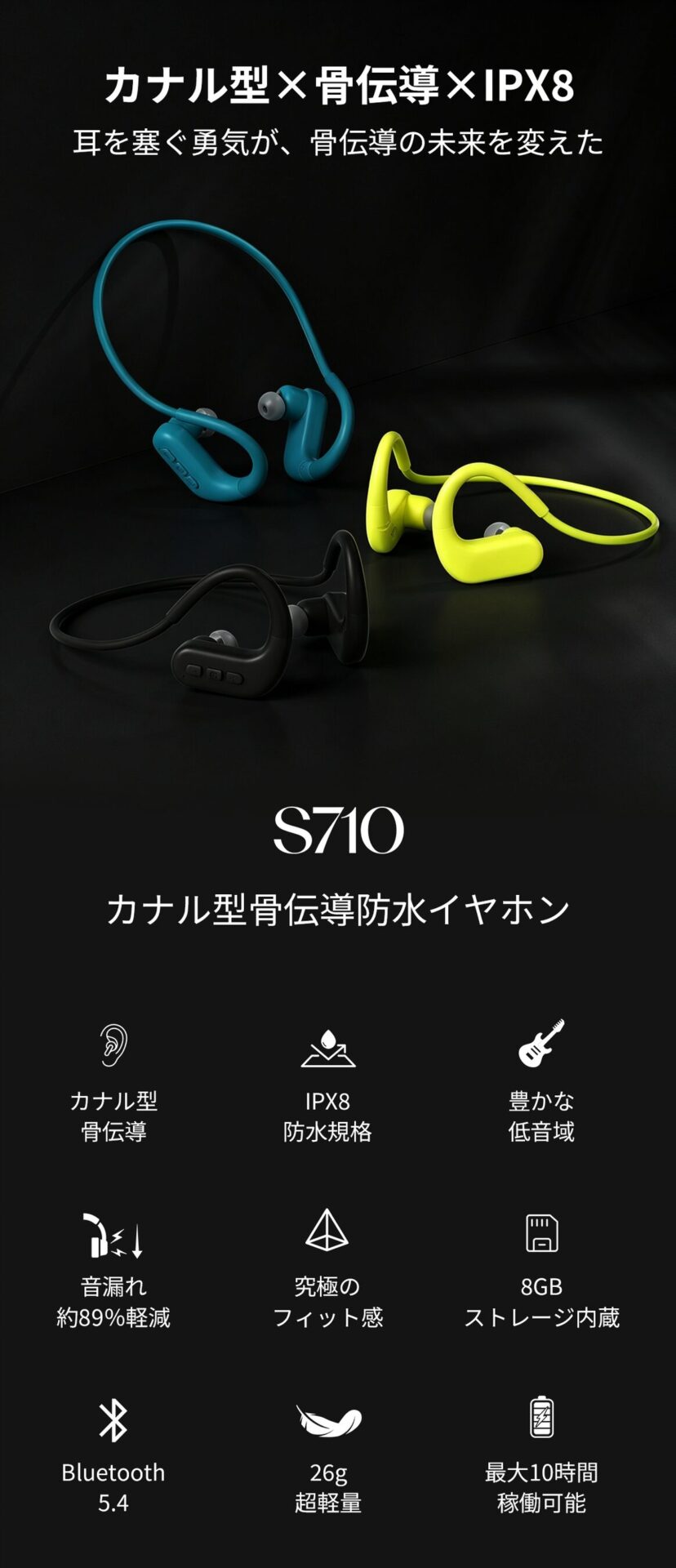 tonex、カナル型骨伝導イヤホン「S710」を先行販売開始 - 画像2