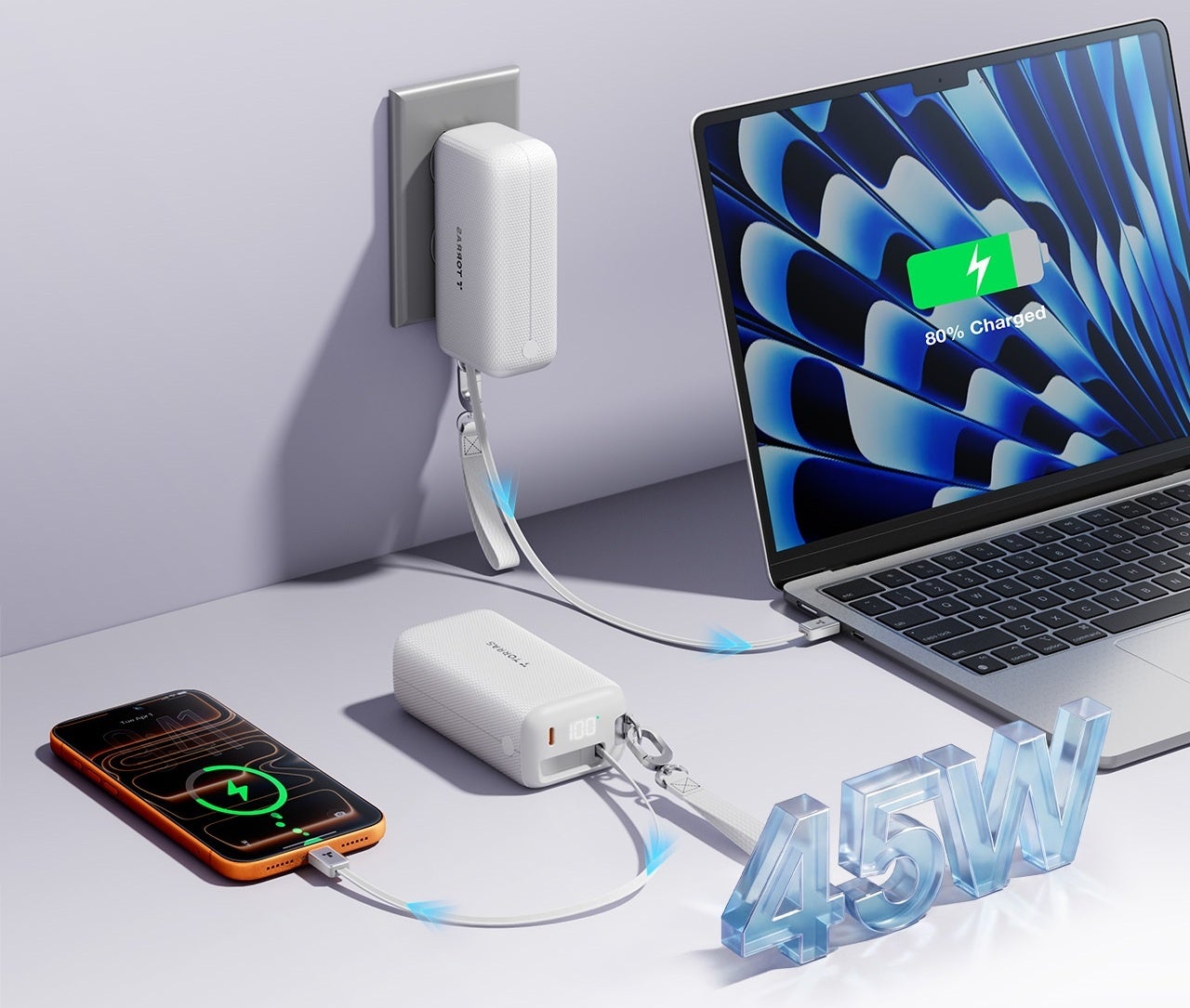 TORRAS、1mケーブル内蔵の45W急速充電器兼モバイルバッテリーを発売 - 画像5