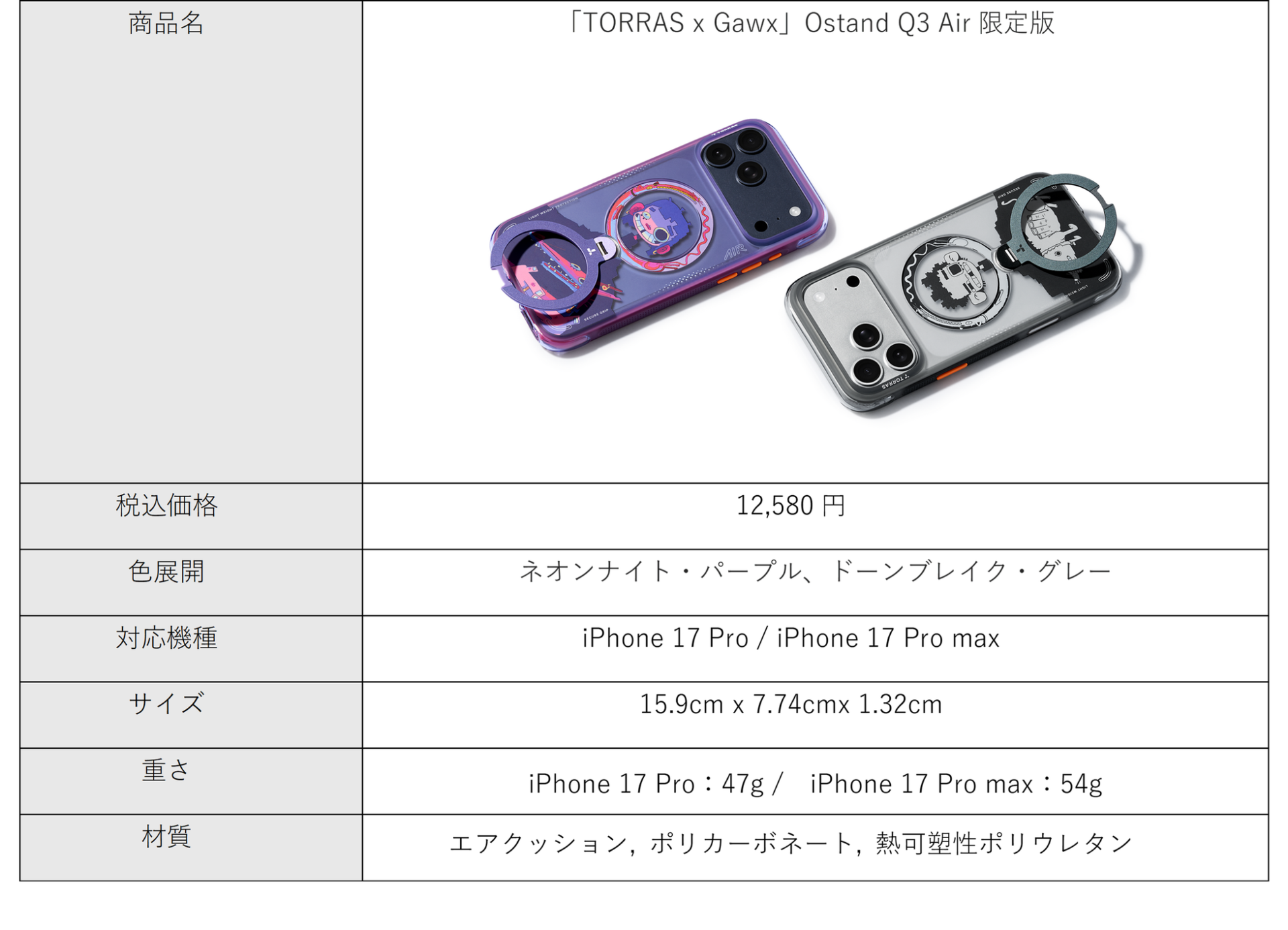 TORRAS、GAWX氏とのコラボiPhoneケースを1月発売 - 画像6