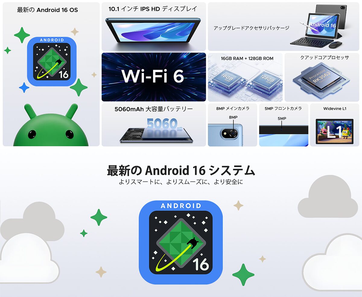 Android 16搭載の10.1インチタブレット「U10 セット版」が50%OFFで再販 - 画像3