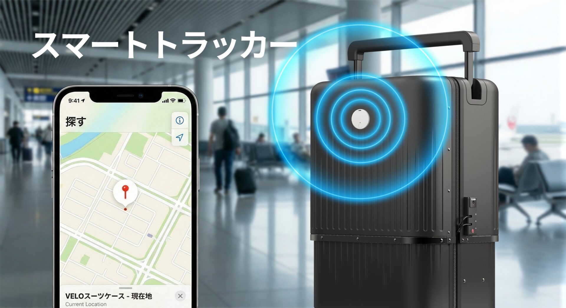 VELOスーツケースに紛失防止機能Apple「探す」対応トラッカー - 画像1