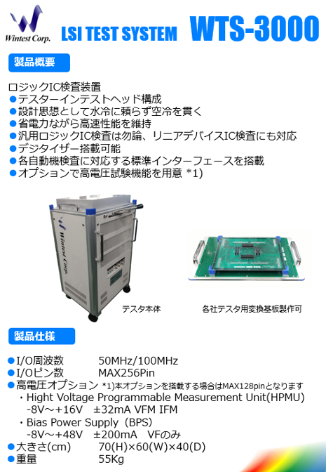 ウインテスト、汎用ロジックIC検査装置「WTS-3000」を受注 - 画像1